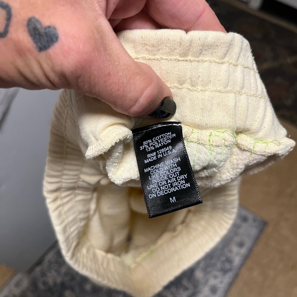 Aviator Nation 5 stripe Cream Shorts with Rainbow Stripes - Picture 6 of 7